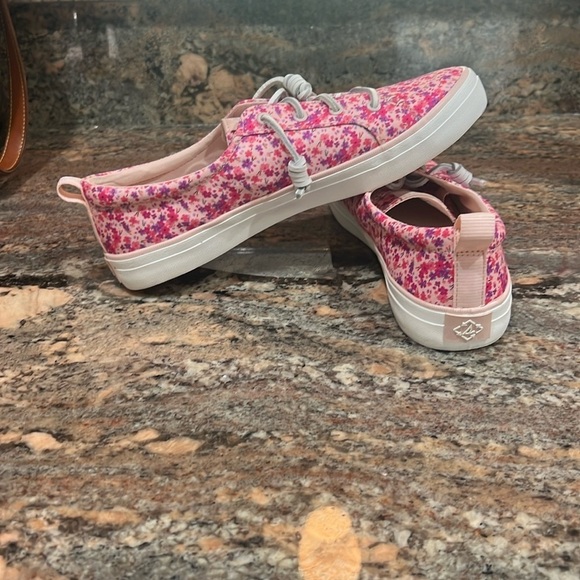 58. Sperry, Crest Vibe Floral Pink Boat Shoes Women’s Sz. 9.5 W. Leather laces - Picture 9 of 15